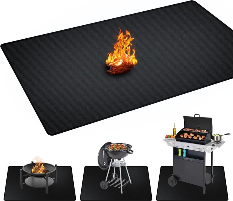 rumlick 90 x 48 inch Under Grill Mats for Outdoor Grill, Double-Sided Fireproof, Oil and Waterproof Protective Mat for Grass and Deck, Outerdoor BBQ Fire Pit Fireplace Mat - Image 1
